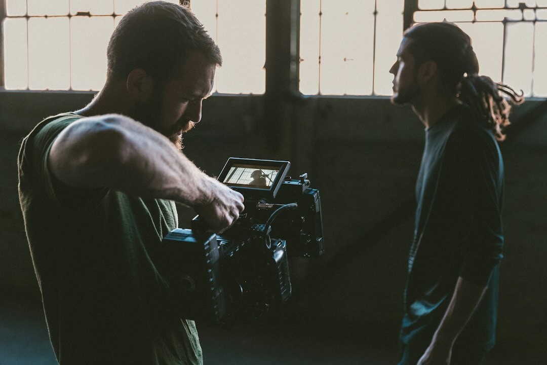 small film crew on set