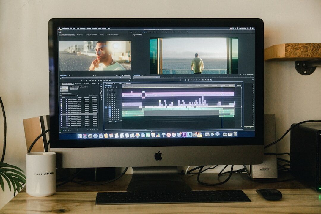 video editor at computer